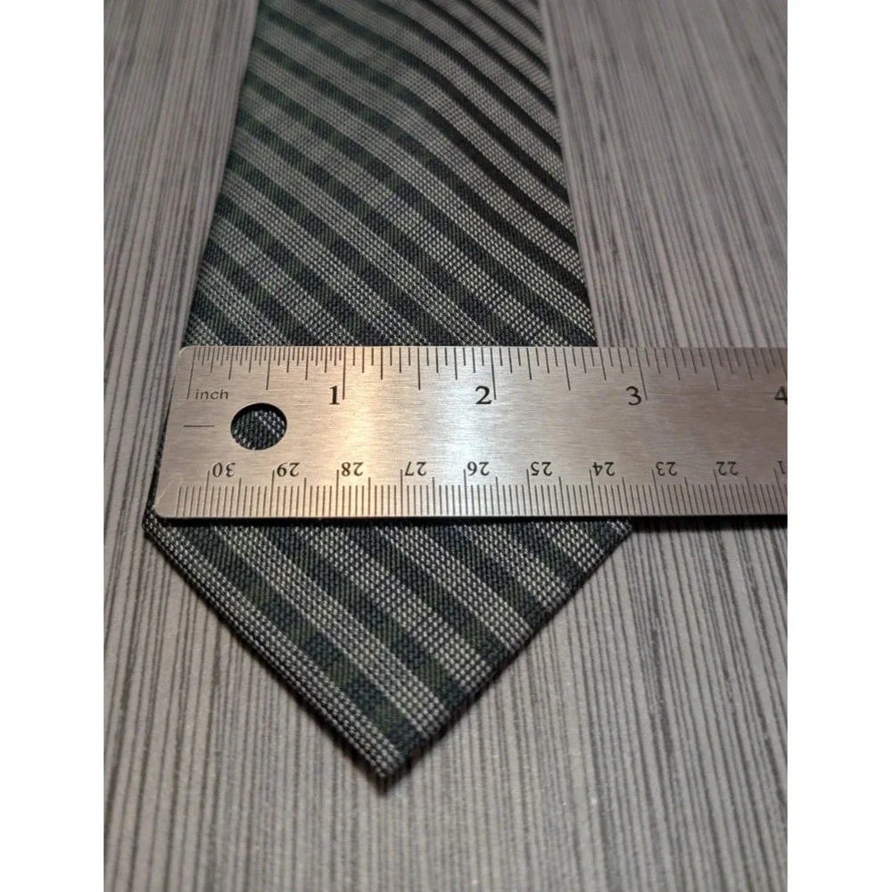 Calvin Klein Green, Black, and White‎ Striped Silk Blend Designer Classic
